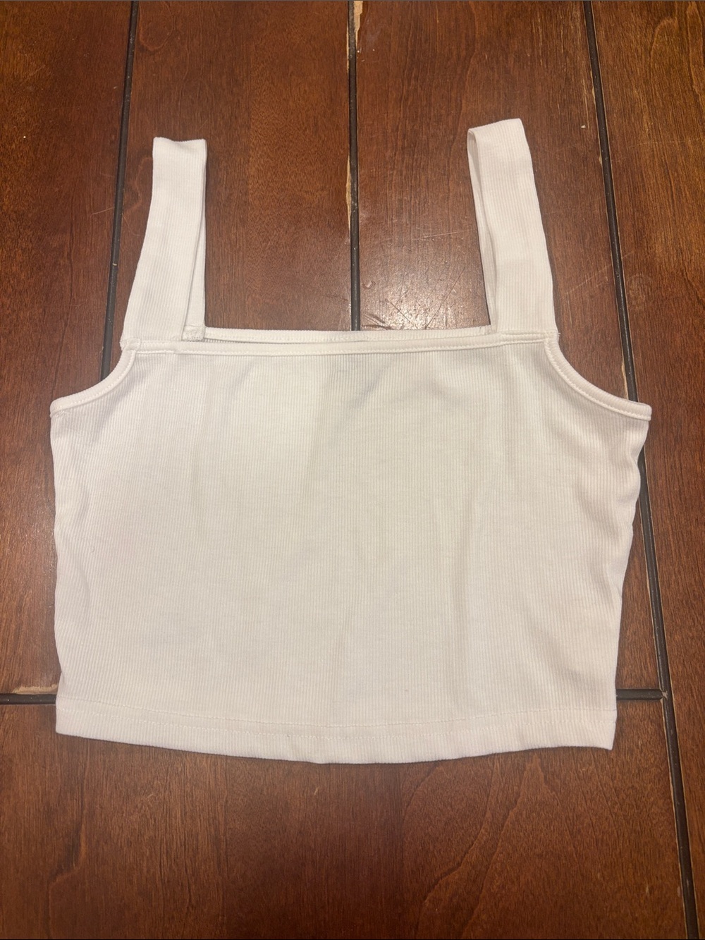 SHEIN White Ribbed Square Neck Crop Tank